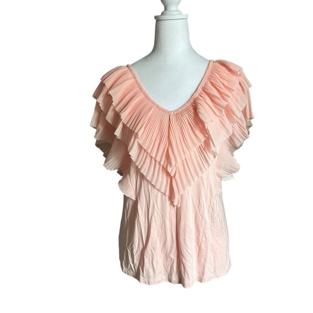 Marc New York Andrew Marc Baby Pink Ruffle Blouse Size Medium